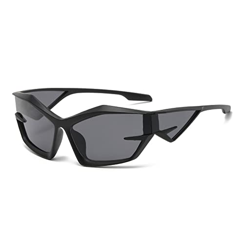 Vintage Sonnenbrille Damen Rechteck Brille Punk Sonnenbrille Herren Steampunk Shades Damenbrille UV400, schwarz, Einheitsgröße von HPIRME