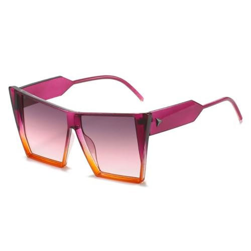 Vintage-Sonnenbrille für Herren und Damen, quadratisch, weiblich, mit Farbverlauf, Sonnenbrille, Schutzbrille, UV400, Lila, Grau, Rosa, Einheitsgröße von HPIRME