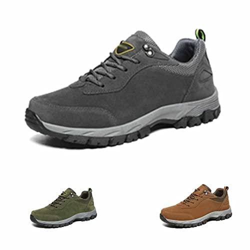 HPKJGKO Atmungsaktive Outdoor-Wanderschuhe mit guter Fußgewölbeunterstützung für Herren, rutschfeste, Bequeme Outdoor-Schuhe, orthopädische Schuhe für Herren (Grau,43) von HPKJGKO