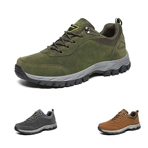 HPKJGKO Atmungsaktive Outdoor-Wanderschuhe mit guter Fußgewölbeunterstützung für Herren, rutschfeste, Bequeme Outdoor-Schuhe, orthopädische Schuhe für Herren (Grün,43) von HPKJGKO