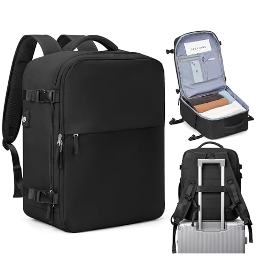 Easyjet Handgepäck Rucksack 45x36x20 Handkabinengepäck Reiserucksack Unter Dem Sitz Handgepäck Rucksack Flugzeug Reisetasche Weekendertasche Wanderrucksack Lässiger Tagesrucksack,W1-Schwarz von HPLQQ