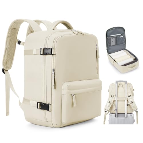 Easyjet Handgepäck Rucksack 45x36x20 Handkabinengepäck Reiserucksack Unter Dem Sitz Handgepäck Rucksack Flugzeug Reisetasche Weekendertasche Wanderrucksack Lässiger Tagesrucksack,Z5-Beige von HPLQQ