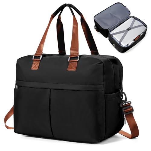 HPLQQ Weekender Reisetasche Damen Sporttasche 45x36x20 Easyjet Handgepäck Tasche Kliniktasche Travel Duffle Bag Schwimmtasche Trainingstasche mit ausziehbarem Fach für Flugzeug Reisen,B5-Beige Braun von HPLQQ