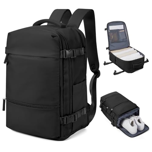 Handgepäck Rucksack 40x20x25 für Ryanair Klein Reiserucksack Wasserdichter 40x30x20 Unter Dem Sitz Rucksack Flugzeuge Reisetasche Weekendertasche Wanderrucksack Lässiger Tagesrucksack,B1-Schwarz von HPLQQ