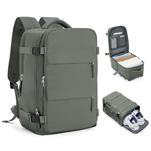 Handgepäck Rucksack 40x20x25 für Ryanair Klein Reiserucksack Wasserdichter 40x30x20 Unter Dem Sitz Rucksack Flugzeuge Reisetasche Weekendertasche Wanderrucksack Lässiger Tagesrucksack,A2-Armee Grün von HPLQQ