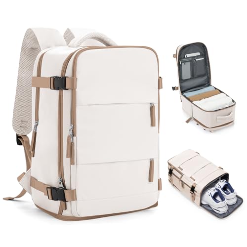 Handgepäck Rucksack 40x20x25 für Ryanair Klein Reiserucksack Wasserdichter 40x30x20 Unter Dem Sitz Rucksack Flugzeuge Reisetasche Weekendertasche Wanderrucksack Lässiger Tagesrucksack,A11-Beige Braun von HPLQQ