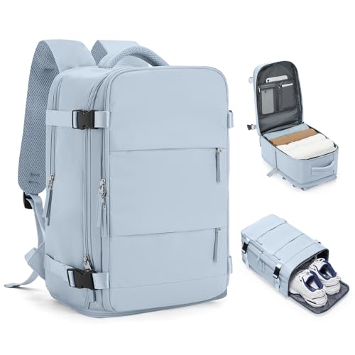 Handgepäck Rucksack 40x20x25 für Ryanair Klein Reiserucksack Wasserdichter 40x30x20 Unter Dem Sitz Rucksack Flugzeuge Reisetasche Weekendertasche Wanderrucksack Lässiger Tagesrucksack,A3-Grau-Blau von HPLQQ