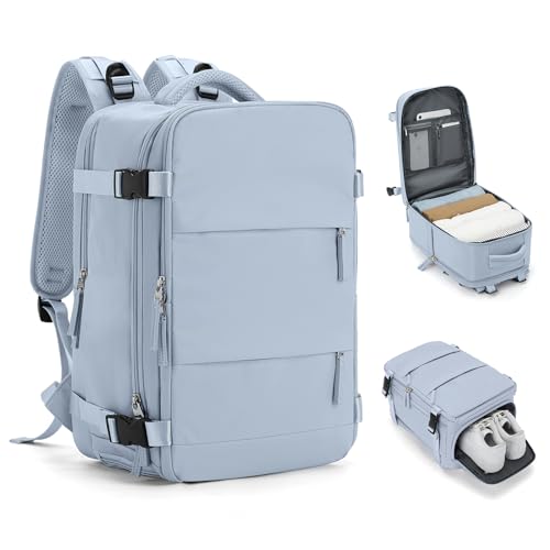 Ryanair Handgepäck Rucksack 40x20x25 Handkabinengepäck Reiserucksack 40x30x20 Unter Dem Sitz Flugzeug Handgepäck Rucksack Reisetasche Weekendertasche Wanderrucksack Lässiger Tagesrucksack,E3-grau Blau von HPLQQ