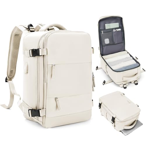 Ryanair Handgepäck Rucksack 40x20x25 Handkabinengepäck Reiserucksack Unter Dem Sitz Handgepäck Rucksack Flugzeug Reisetasche Weekendertasche Wanderrucksack Lässiger Tagesrucksack,T7-Beige von HPLQQ