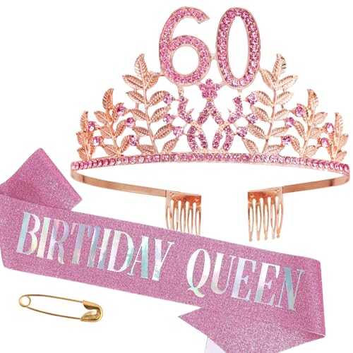 60. Geburtstag Schärpe und Tiara Mädchen Krone Damen Diadem Geschenke Crown Geburtstagskönigin Schärpe Kristall Strass Stirnband Deko für Frauen Geburtstag Party Supplies 60. Geburtstag Schärpe und Tiara Mädchen Krone Damen Diadem Geschenke Crown Geburtstagskönigin Schärpe Kristall Strass Stirnband Deko für Frauen Geburtstag Party Supplies von HPMAISON