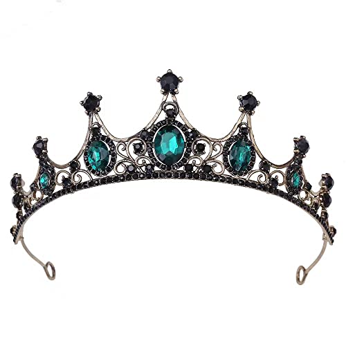 Frauen Schwarz Kristall Tiara Kronprinzessin Mädchen Elf Stirnband Strass Geschenk für Kostüm Hochzeit Braut Brautjungfer Abschlussball Geburtstag Festzug Halloween Haarschmuck Geschenk Barock 6# von HPMAISON