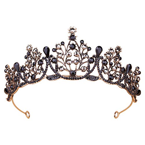 Frauen Schwarz Kristall Tiara Kronprinzessin Mädchen Elf Stirnband Strass Geschenk für Kostüm Hochzeit Braut Brautjungfer Abschlussball Geburtstag Halloween Haarschmuck Geschenk Barock 4# Frauen Schwarz Kristall Tiara Kronprinzessin Mädchen Elf Stirnband Strass Geschenk für Kostüm Hochzeit Braut Brautjungfer Abschlussball Geburtstag Halloween Haarschmuck Geschenk Barock 4# von HPMAISON