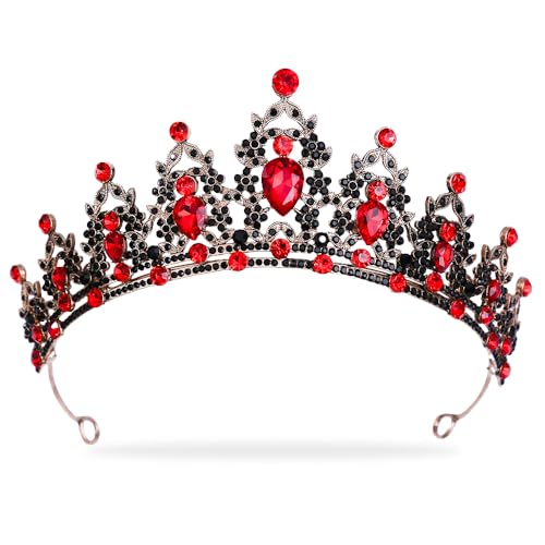 Frauen Schwarz Kristall Tiara Kronprinzessin Mädchen Rot Strasssteine Stirnband Strass Geschenk für Kostüm Hochzeit Braut Abschlussball Geburtstag Festzug Halloween Haarschmuck Geschenk Frauen Schwarz Kristall Tiara Kronprinzessin Mädchen Rot Strasssteine Stirnband Strass Geschenk für Kostüm Hochzeit Braut Abschlussball Geburtstag Festzug Halloween Haarschmuck Geschenk von HPMAISON