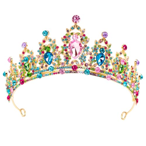 Mädchen Kristall Tiara Hochzeit Braut Frauen Prinzessin Stirnband Krone Haarschmuck für Geburtstag Party Festzug Abschlussball Königin Kostüm Bühnenauftritte (Farbe mischen) von HPMAISON