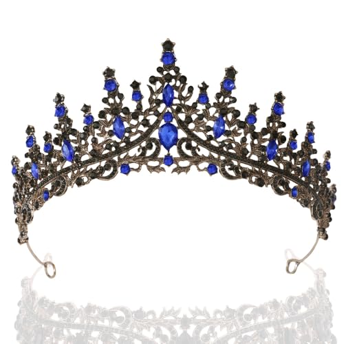 Schwarz Krone Damen Hochzeit Diadem Crown Prinzessinnen Krone Geburtstag Tiara Prinzessin Kristall mit Blau Strass Stirnband Mädchen Abschlussball Party Halloween Festzug Hochzeitsfeier Schwarz Krone Damen Hochzeit Diadem Crown Prinzessinnen Krone Geburtstag Tiara Prinzessin Kristall mit Blau Strass Stirnband Mädchen Abschlussball Party Halloween Festzug Hochzeitsfeier von HPMAISON