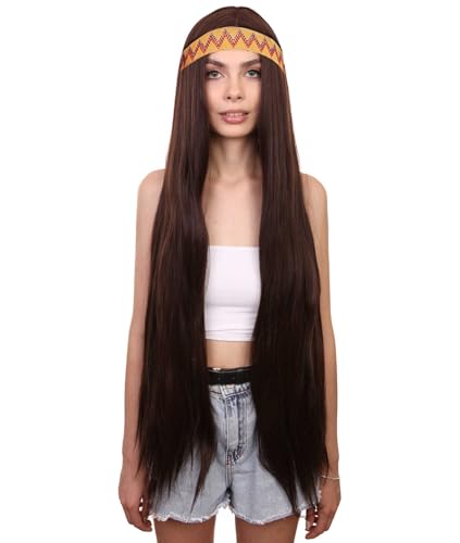 HPO HALLOWEEN PARTY ONLINE Lange graue Hippie-Perücke für Damen mit buntem Stirnband - Boho 60er-70er Jahre für Retro-Kostüm, Cosplay, Halloween oder Motto-Partys - Braun HPO HALLOWEEN PARTY ONLINE Lange graue Hippie-Perücke für Damen mit buntem Stirnband - Boho 60er-70er Jahre für Retro-Kostüm, Cosplay, Halloween oder Motto-Partys - Braun von HPO HALLOWEEN PARTY ONLINE