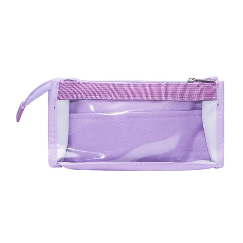 Federmäppchen 6 Fächer Stiftemappe Transparent Federmappe mit Reißverschluss Federtasche Wasserdicht Stiftetasche Große Kapazität Bleistifttasche Büro Schule Schlamperbox für Kinder Teenager Lila von HPONEZJ