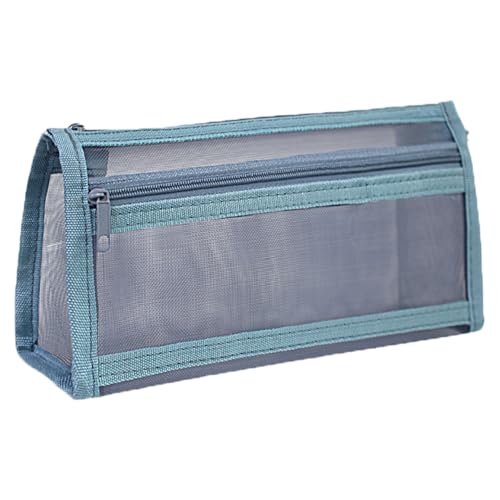 HPONEZJ Federmäppchen Durchsichtig Mesh Stiftemappe Bunt Federtasche Große Kapazität Beuteltasche 2 Fächer Stiftetasche Büro Schule Bleistifttasche Schulmäppchen für Kinder Teenager Erwachsene Blau von HPONEZJ