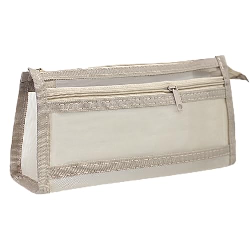 HPONEZJ Federmäppchen Durchsichtig Mesh Stiftemappe Bunt Federtasche Große Kapazität Beuteltasche 2 Fächer Stiftetasche Büro Schule Bleistifttasche Schulmäppchen für Kinder Teenager Erwachsene Gelb von HPONEZJ