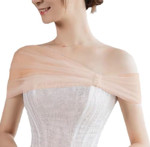 Stola Damen Brautstola Elegant Brautkleid Umhang mit Strass Cocktaikleid Cape Verstellbar Braut Bolero Schultertuch Abendkleid Festlich Umschlagtücher Schalwickel für Sommer Hochzeit Champagner von HPONEZJ