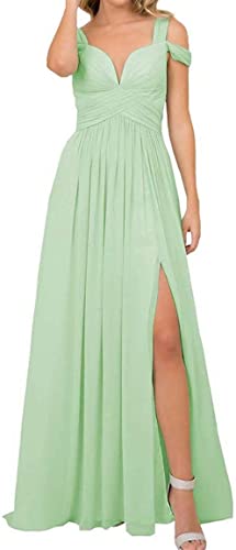 HPPEE Abendkleid mit Schlitz, ärmellos, für Hochzeit, Party, Brautjungfernkleider mit Schlitz für Damen, mint, 36 von HPPEE