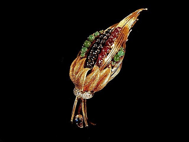 Edelsteinblatt Brosche - 6353Dg322 von HPSJEWELERS