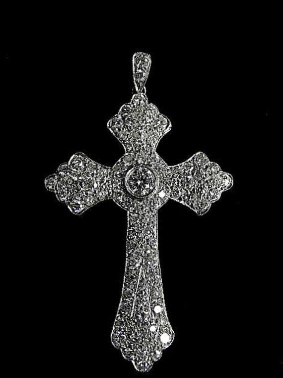 Platin Diamant Kreuz 3443En207 von HPSJEWELERS