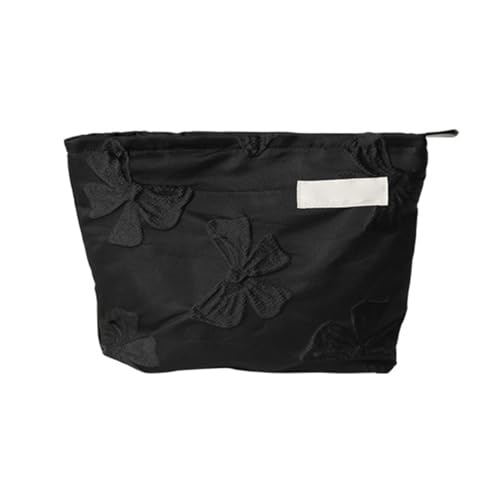 Frauen Make -up -Taschen Bowknot Druck großer Kapazität Reißverschluss Kosmetikspeicherbeutel Reisen schwarz von HPZIHUIT