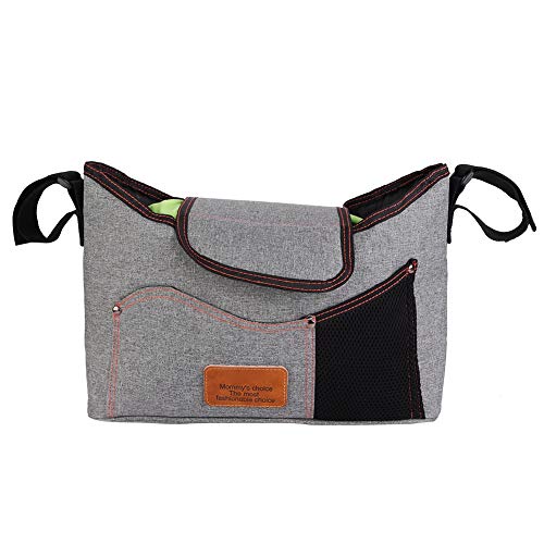 HPZIHUIT Großkapazität Hanging Kinderwagen Organizer -Tasche Babywagen Aufbewahrungspaket Khaki Grau Rot Orange Geeignete Baby Kinderwagen Eltern PVC 11 * 33 * 23 cm (Grau) von HPZIHUIT