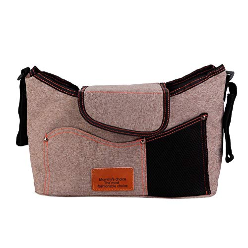 HPZIHUIT Großkapazität Hanging Kinderwagen Organizer -Tasche Babywagen Aufbewahrungspaket Khaki Grau Rot Orange Geeignete Baby Kinderwagen Eltern PVC 11 * 33 * 23 cm (Khaki) von HPZIHUIT