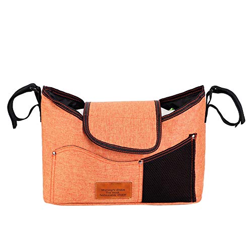 HPZIHUIT Großkapazität Hanging Kinderwagen Organizer -Tasche Babywagen Aufbewahrungspaket Khaki Grau Rot Orange Geeignete Baby Kinderwagen Eltern PVC 11 * 33 * 23 cm (Orange) von HPZIHUIT