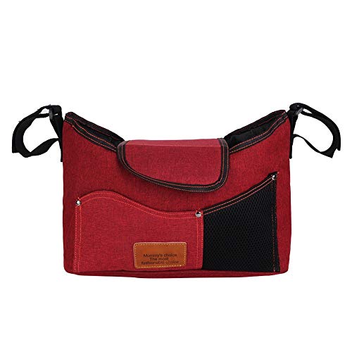 HPZIHUIT Großkapazität Hanging Kinderwagen Organizer -Tasche Babywagen Aufbewahrungspaket Khaki Grau Rot Orange Geeignete Baby Kinderwagen Eltern PVC 11 * 33 * 23 cm (Rot) von HPZIHUIT