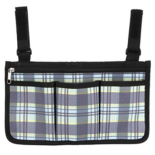 HPZIHUIT Rollstuhl -Multipocket -Side -Beutel -Organizer -Beutel für ältere und behinderte Menschen haltbar (Blauer Scheck) von HPZIHUIT