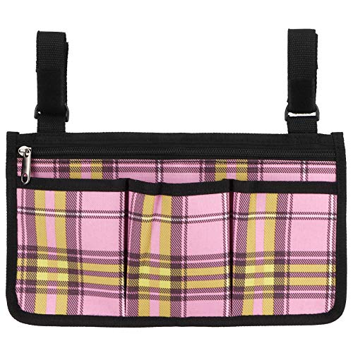 HPZIHUIT Rollstuhl -Multipocket -Side -Beutel -Organizer -Beutel für ältere und behinderte Menschen haltbar (Roserotes Raster) von HPZIHUIT
