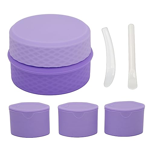 HPZIHUIT Silikon -Make -up -Behälter Set nachfüllbare Leere Cremesgläser Löffel Leckschutz für Reisebereich Camping Purple von HPZIHUIT
