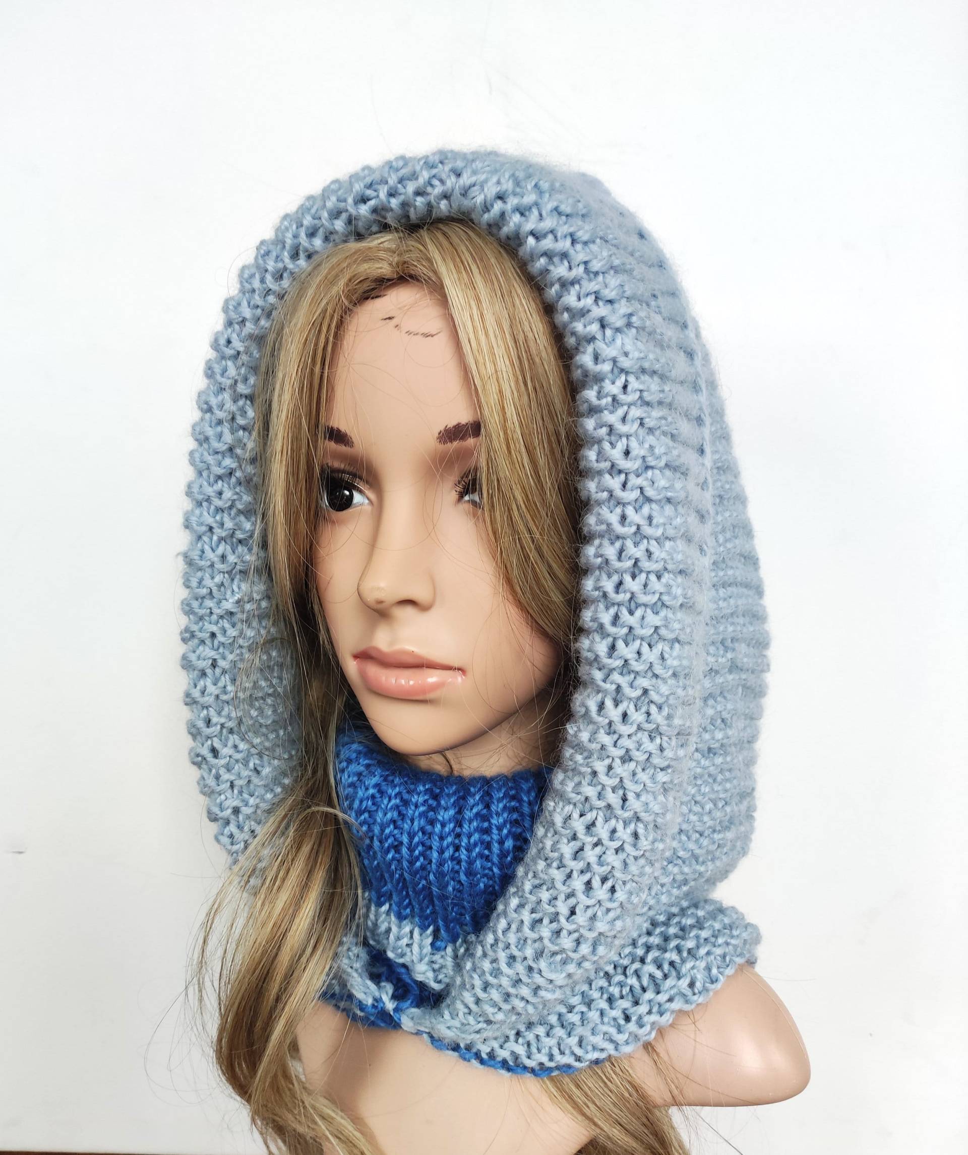 Blaue Alpaka-Wolle Handgefertigte Wintermütze, Hellblaue Farbe Hut, Gestrickte Haube, Alpaka-Wollmütze, Strickmütze von HPstoreLT