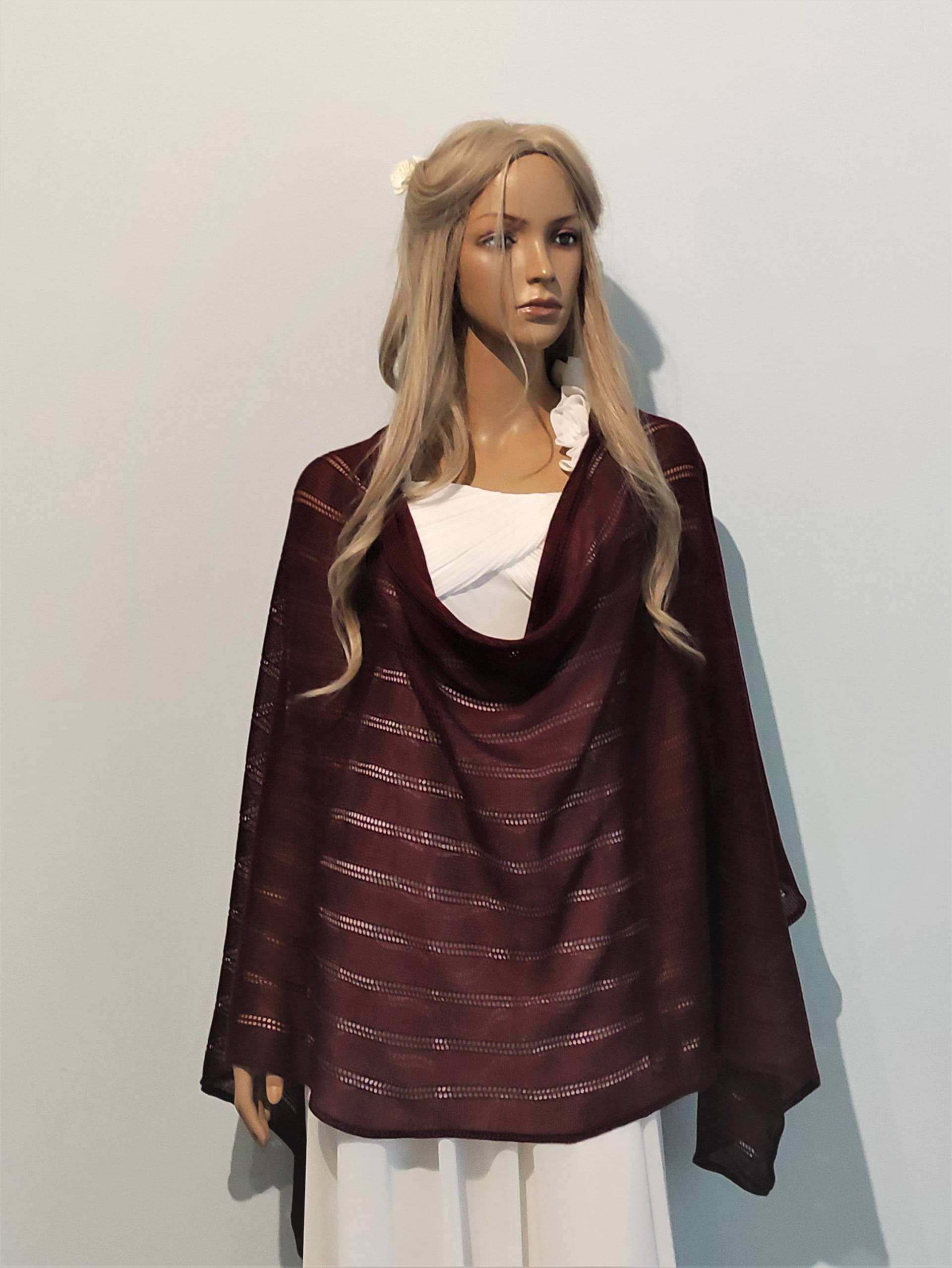 Burgunder Schal, Merino Wolle Schal, Braut Schal, Handgefertigter Schal, Wollschal, Hochzeitsschal, Frauen Accessoires, Gestrickt, Unikat von HPstoreLT