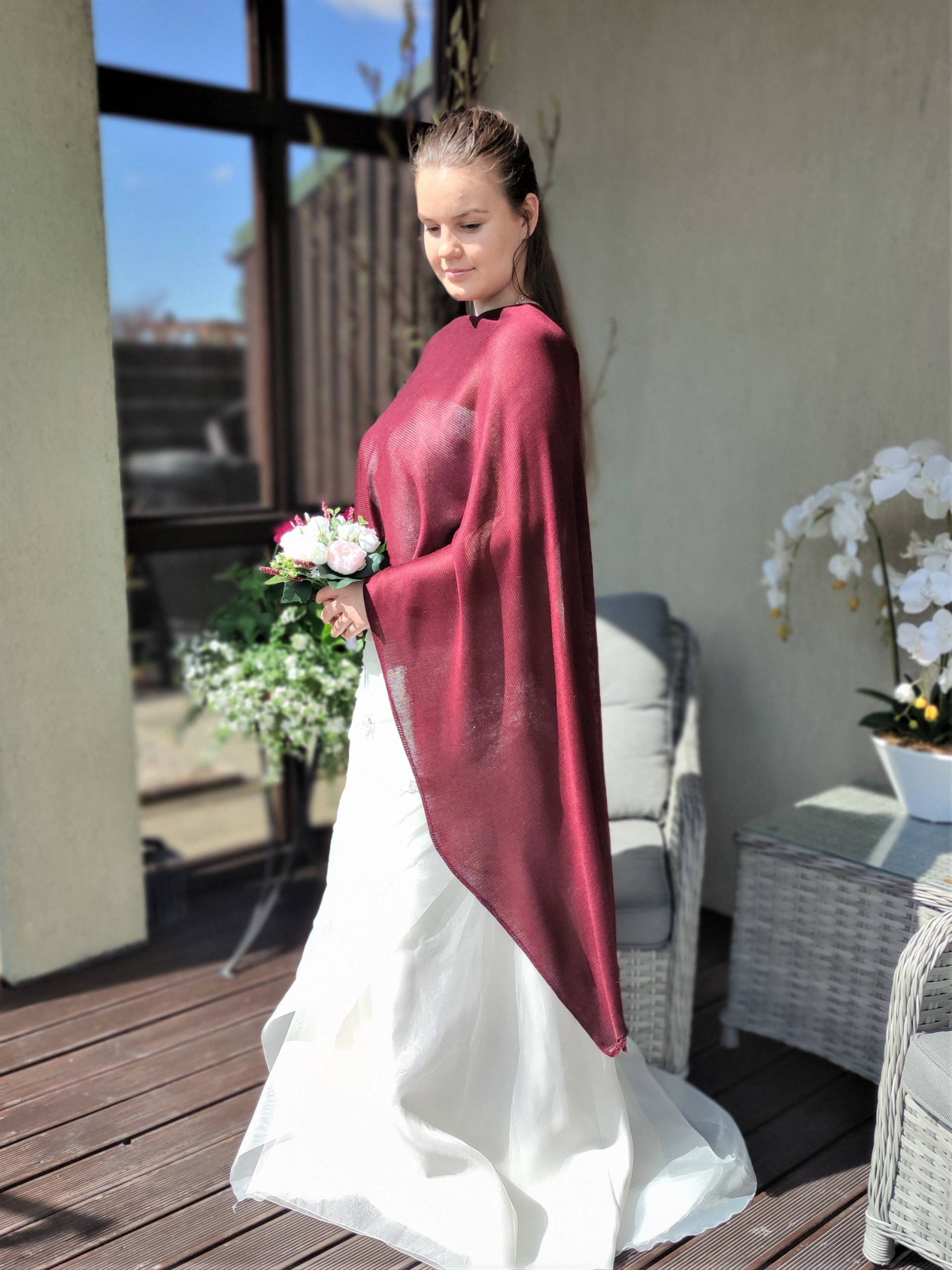 Burgunder Schal, Merino Wolle Schal, Braut Schal, Handgefertigter Schal, Wollschal, Hochzeitsschal, Frauen Accessoires, Gestrickt, Unikat von HPstoreLT