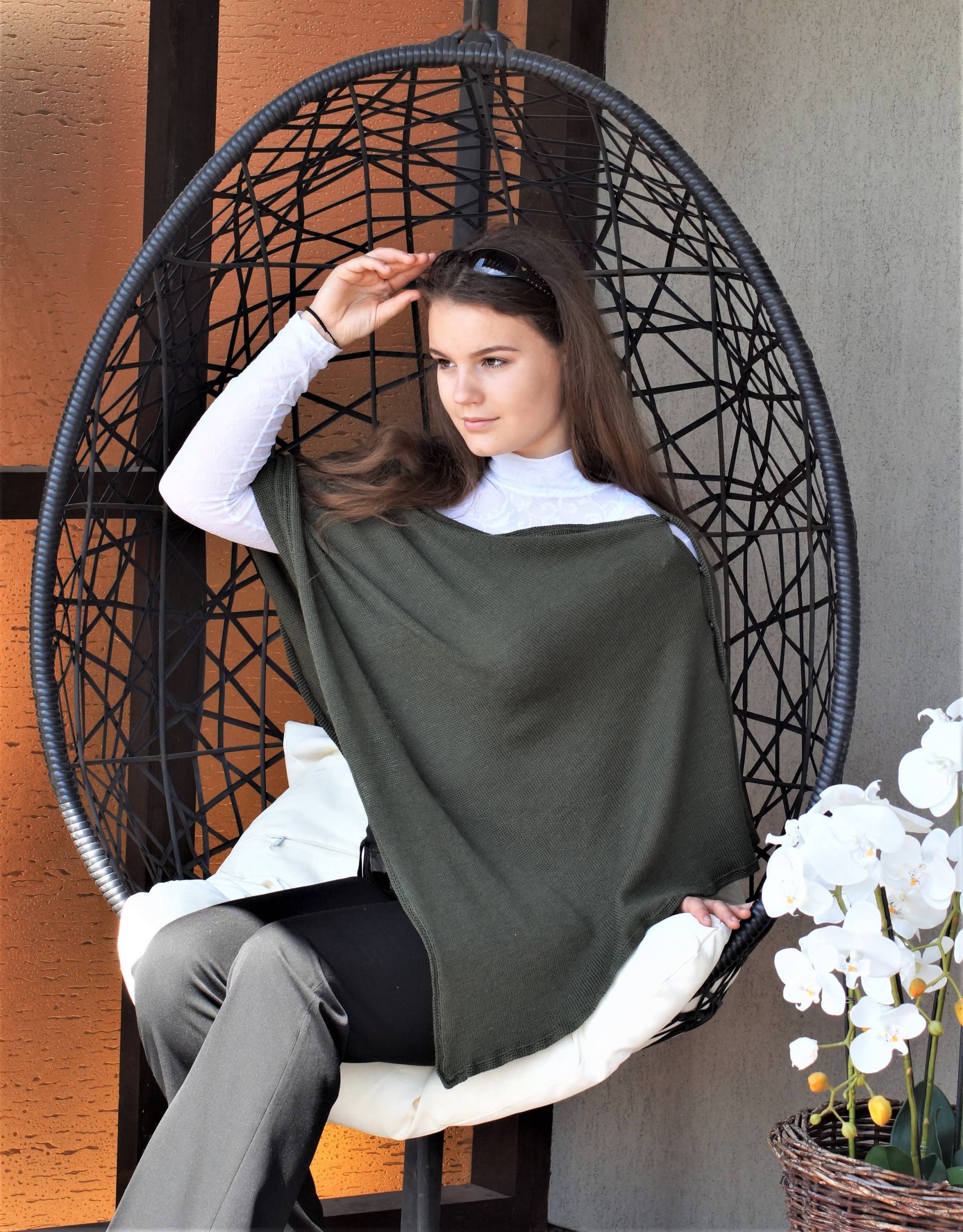 Grüner Poncho, Kaschmir Wolle Poncho, Poncho Pullover, Winter Poncho, Brauner Mantel, Strick Poncho, Häkeln Poncho, Damen Accessoires, Wollmantel von HPstoreLT