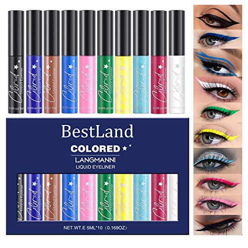 10 Farben Matte Liquid Eyeliner Set Neon Bunte Eyeliner Wischfest Wasserdicht Langlebig Schnell Trocknend Augen Make-up Set Geschenk Für Frauen (Matte Eyeliner) von HQDA