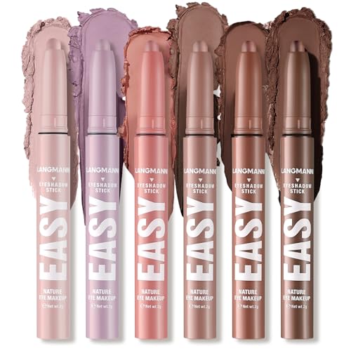 6-teiliges Eyeshadow-Stick-Set, Creme-Lidschatten-Stift, Wasserfester Langanhaltender Augen-Make-up-Crayon (Set A) von HQDA