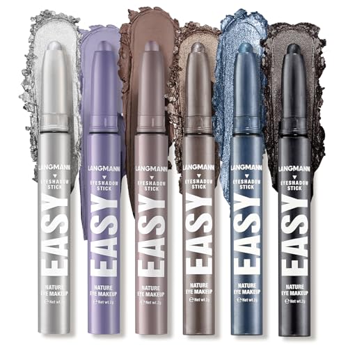 6-teiliges Lidschatten-Stick-Set, Creme-Lidschattenstift, Wasserfester Langanhaltender Augen-Make-up-Stift (6 Stück/Set D) von HQDA