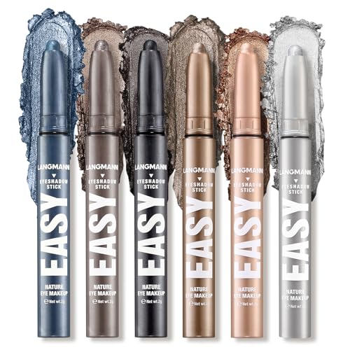 6-teiliges Eyeshadow-Stick-Set, Creme-Lidschatten-Stift, Wasserfester Langanhaltender Augen-Make-up-Stift (6 Stück/Set E) von HQDA