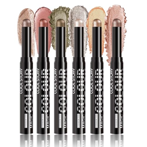 6PCS Eyeshadow Stick Set, Waterproof Long Lasting Eyeshadow Stick Sets Create Glitter Eye Makeup (# SetB) von HQDA