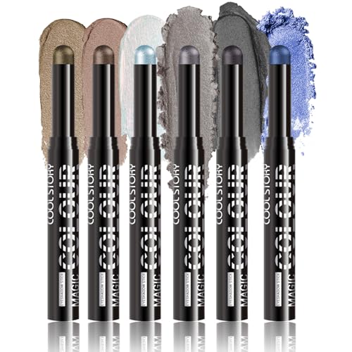 6PCS Eyeshadow Stick Set, Waterproof Long Lasting Eyeshadow Stick Sets Create Glitter Eye Makeup (# SetC) von HQDA