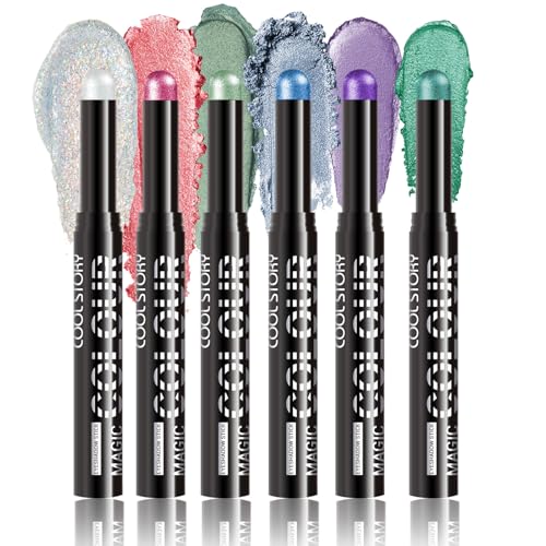 6PCS Eyeshadow Stick Set, Waterproof Long Lasting Eyeshadow Stick Sets Create Glitter Eye Makeup (# SetD) von HQDA