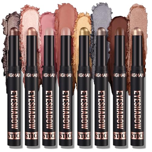 8PCS Eyeshadow Stick Set, Shimmer Cream Eyeshadow Pencil Crayon, Waterproof Long Lasting Eyeshadow Stick Sets Create Glitter Eye Makeup (Set C) von HQDA