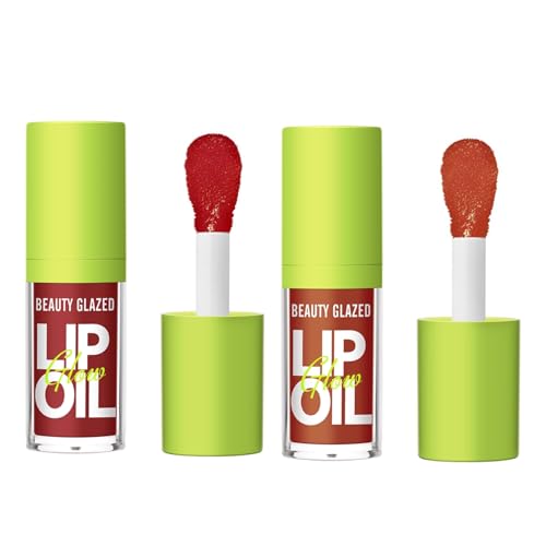 Big Brush Head Pink Lip Gloss Moisturizing Jelly Lip Gloss Oil Long Lasting Liquid Lipsticks Non-stick Cup Lip Tint Lip Glaze Fresh Texture Lip Gloss (#105+106) von HQDA