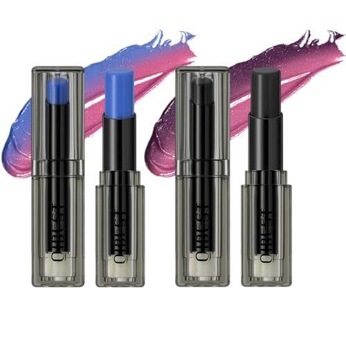 Colour Changing Lip Balm & Cheek Tint – Moisturising Lipstick with Long-Lasting Hydration, Natural PH Adjustable Tint for Lips & Cheeks (#Black+Blue) von HQDA