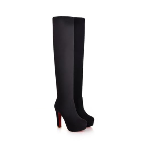 HQINGAXU Damen Kniehohe Stiefel Runde Zehen Plateau Stilettoabsatz Strapazierfähiges Wildleder Bequem Slip On Elegant Abend Party Prom Schuhe,Schwarz,36 EU HQINGAXU Damen Kniehohe Stiefel Runde Zehen Plateau Stilettoabsatz Strapazierfähiges Wildleder Bequem Slip On Elegant Abend Party Prom Schuhe,Schwarz,36 EU von HQINGAXU